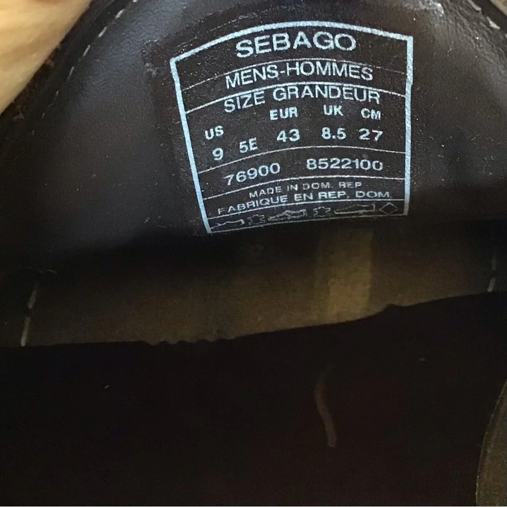 Sebago 9 (5E) Men’s Classic Brown Leather Boat Shoes Slip Ons Extra Wide Width